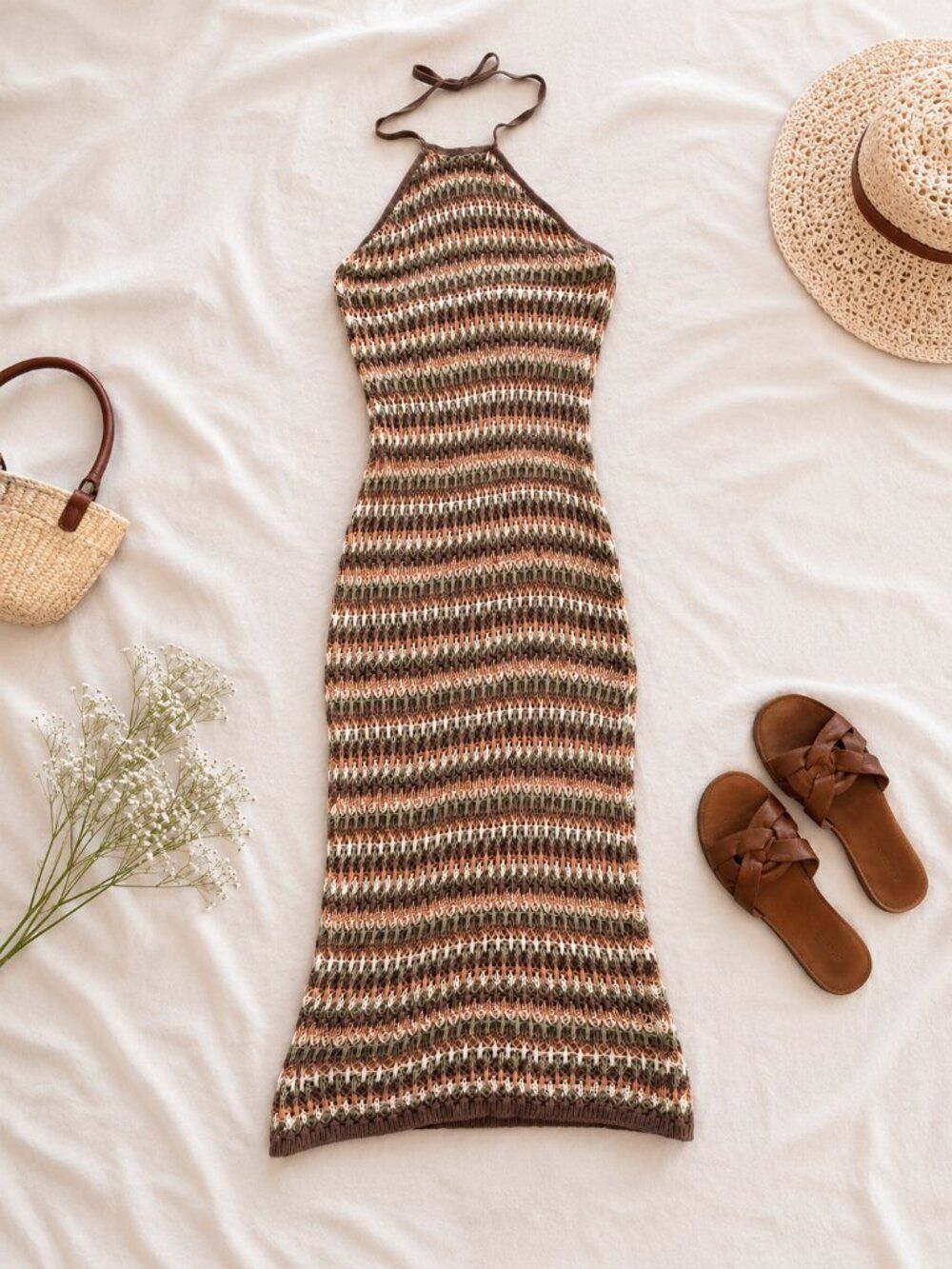 VICI Crochet Knit Maxi Swim Cover Up XL | Boho Beach Dress Coastal Cowgirl